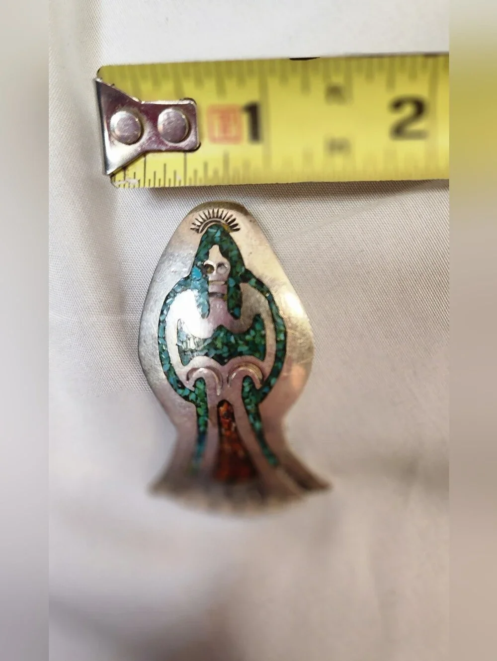Turquoise Inlay Sterling Silver Southwestern Bird Pendant